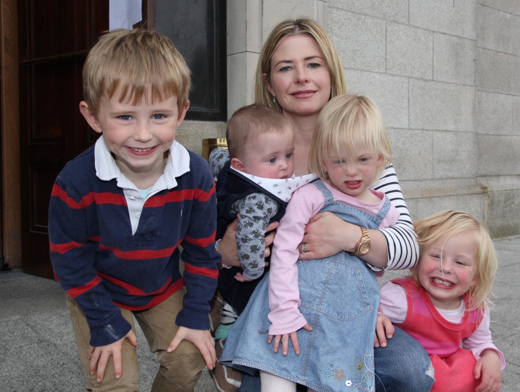 10.10 2015 PRO LIFE CAMPAIGN NATIONAL CONFERENCE. Last Saturday (10.10.15) the Pro Life Campaign held it's National Conference in the RDS in Dublin. Pic shows Louise Dunleavy with her children Tadhg, Saoirse, Francesca and Cillian from Navan in Co Meath who attended the Pro Life National Conference in RDS in Dublin last Saturday. Pic John Mc Elroy. NO REPRO FEE.