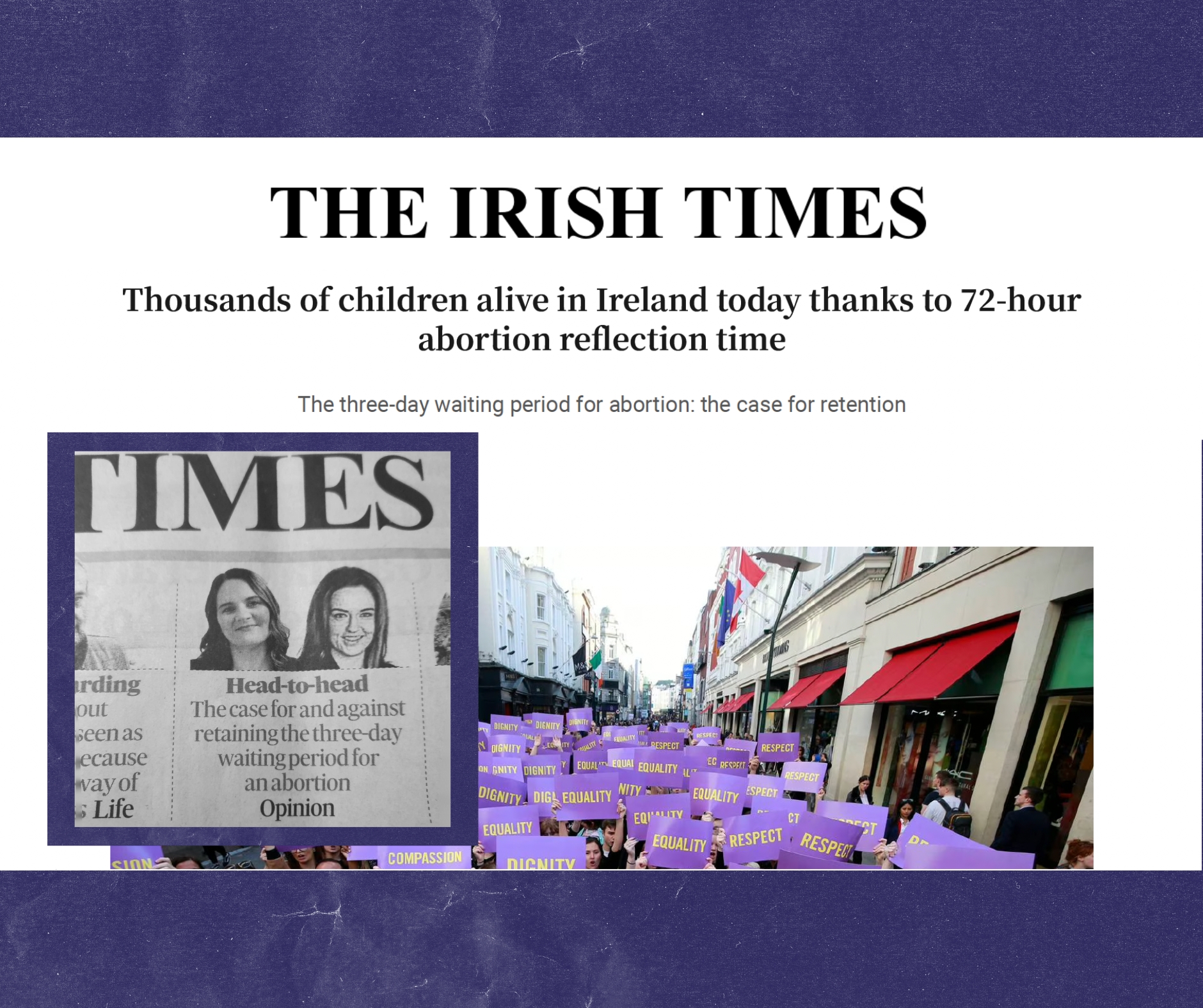 14.04.2023 – Read our spokesperson’s Eilís Mulroy opinion piece in the The Irish Times outlining the importance of the three day period for reflection before a woman undergoes an abortion