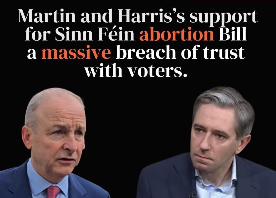 Martin and Harris’s support for Sinn Féin bill a massive breach of trust with voters