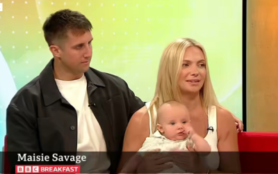 Baby Theo thriving after pioneering surgery in the womb