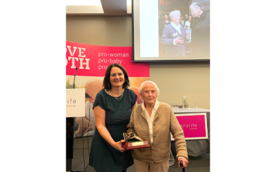 Bernie Bonar honoured for ‘Outstanding Service to Pro-Life Cause’